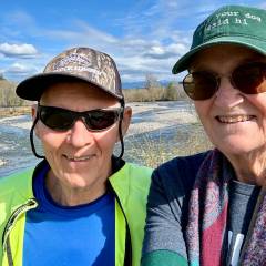 David and Maura walking near the Puyallup river